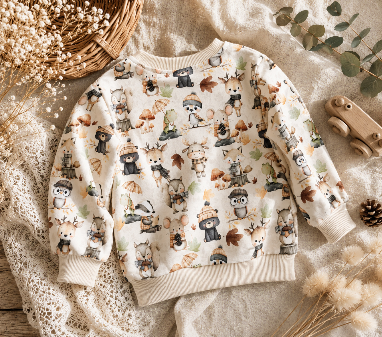 Bluza dziecięca „Leśni Przyjaciele” – bluza premium dla chłopca i dziewczynki | Little Atelier