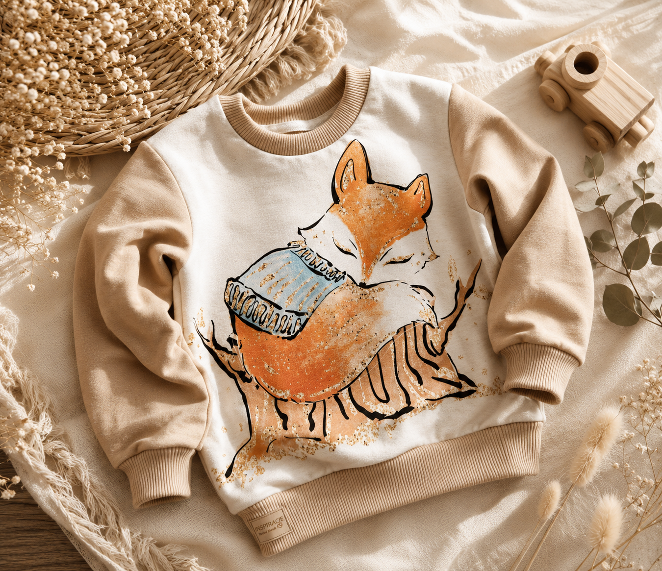 Bluza dziecięca „Śpiący Lisek” – bluza premium dla chłopca i dziewczynki | Little Atelier