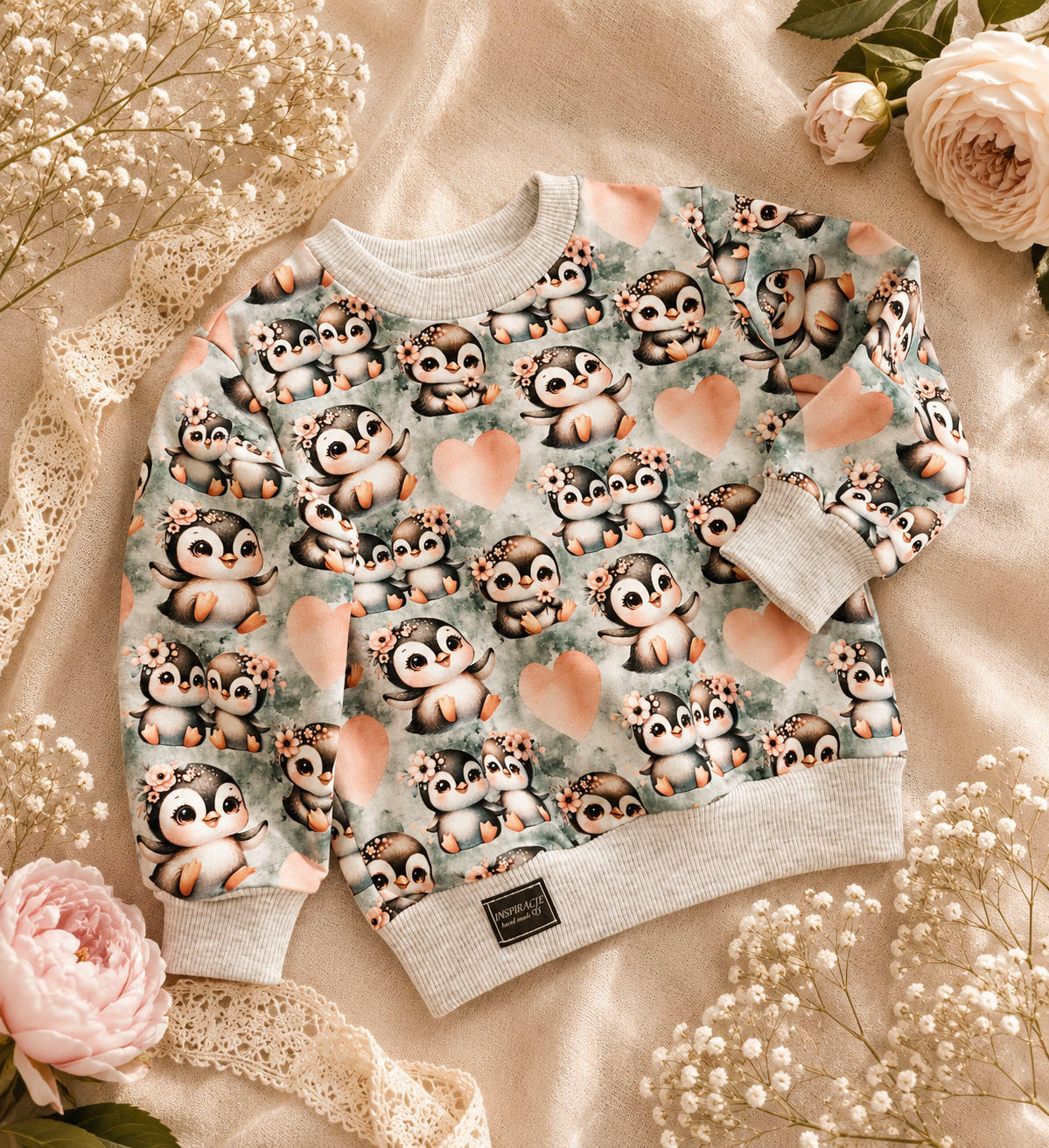 Bluza dziecięca „Pingwinki Love” – bluza premium dla dziewczynki | Little Atelier