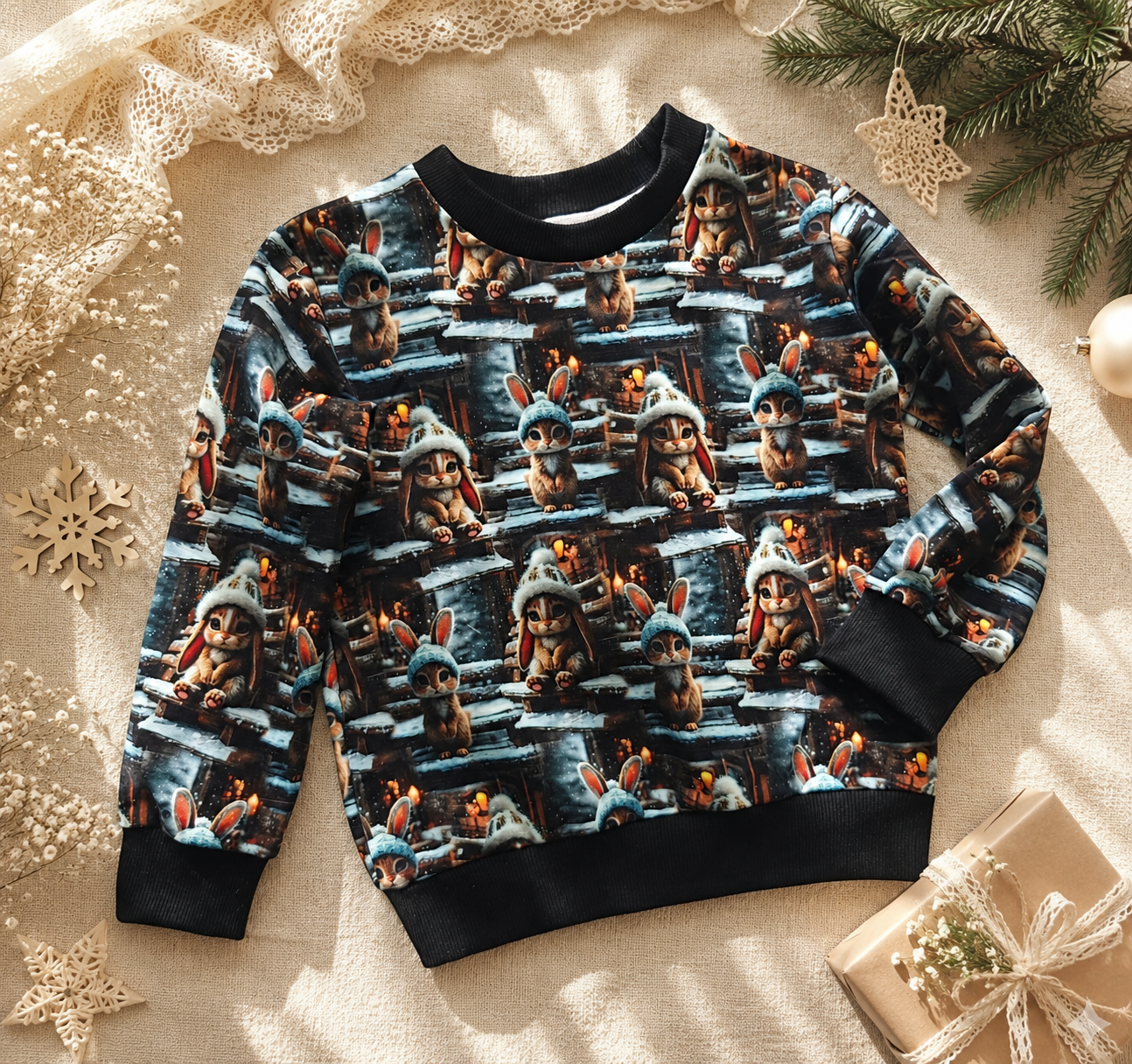 Bluza dziecięca „Zimowe Króliczki” – bluza premium dla dzieci | Little Atelier ZZ