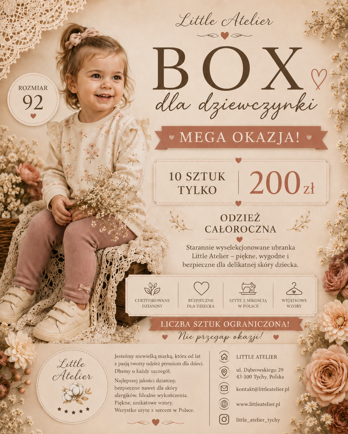 BOX dla dziewczynki – rozmiar 92 | 10 sztuk odzieży premium