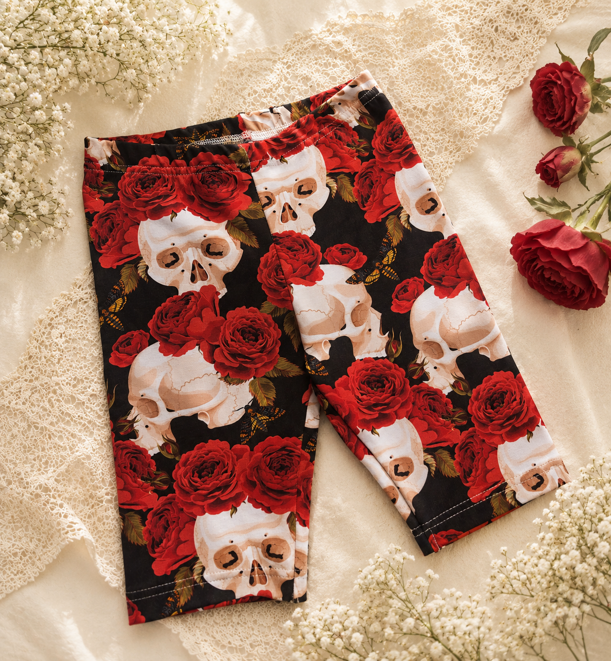 Legginsy dziecięce Skull Roses Premium