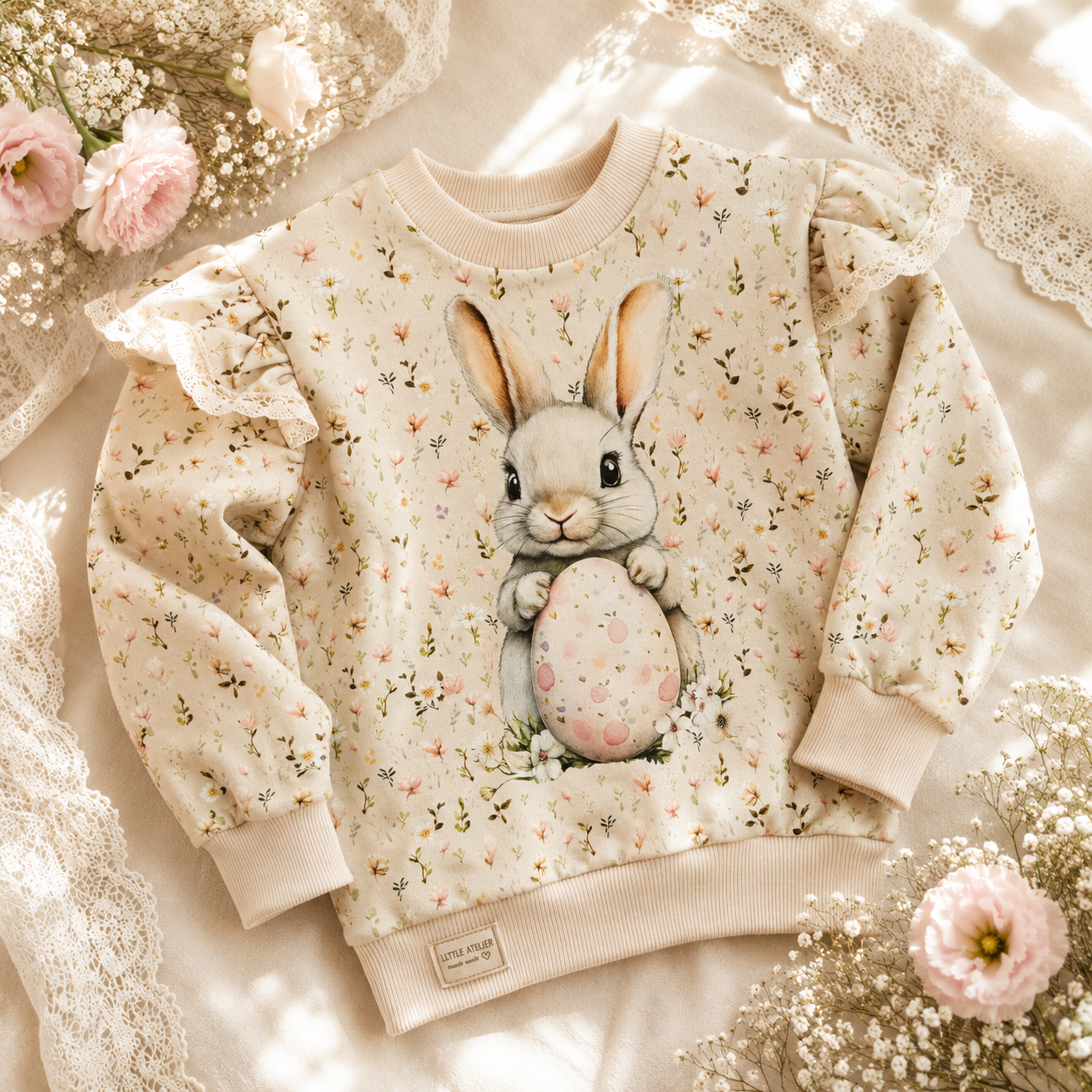 Bluza dziecięca „Wielkanocny Króliczek” – bluza premium dla dziewczynki | Little Atelier