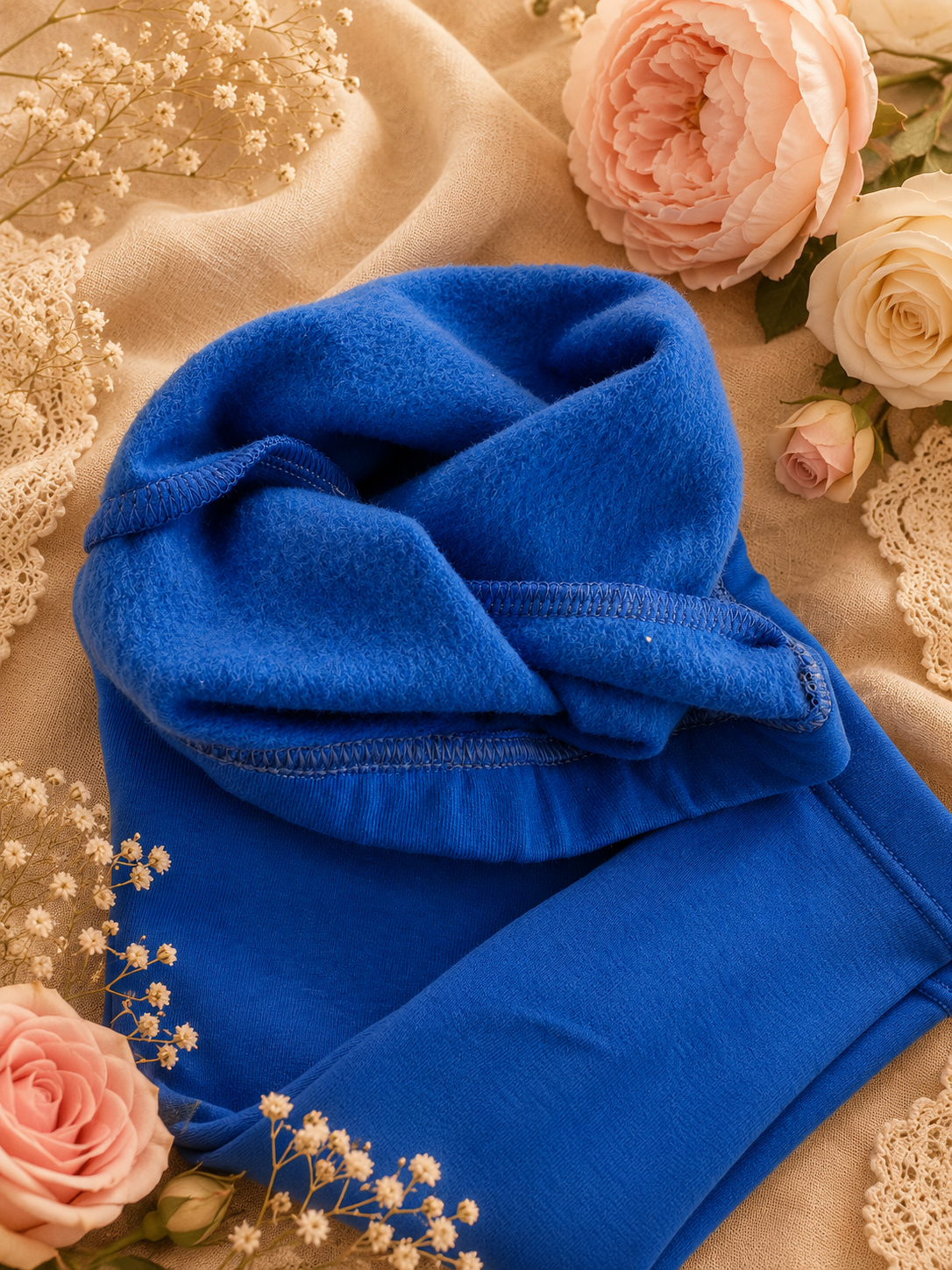 Ocieplane legginsy dziecięce chabrowe – Little Atelier Premium