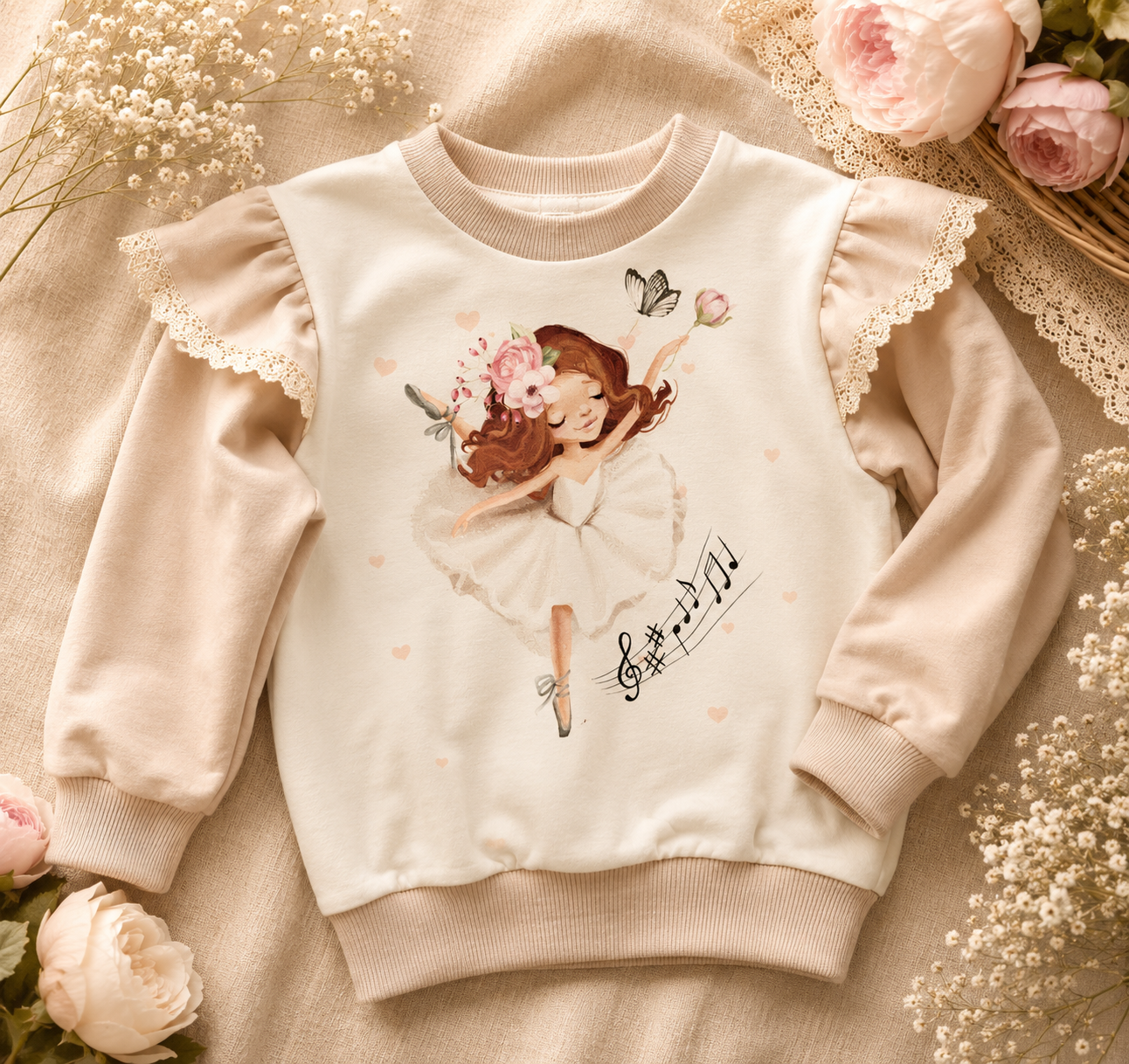 Bluza dziewczęca z falbankami „Mała Baletnica” – odzież dziecięca premium | Little Atelier