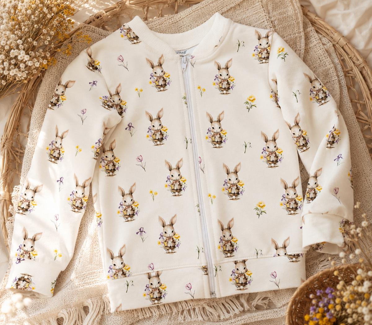 Bluza z suwakiem „Wiosenne Króliczki"