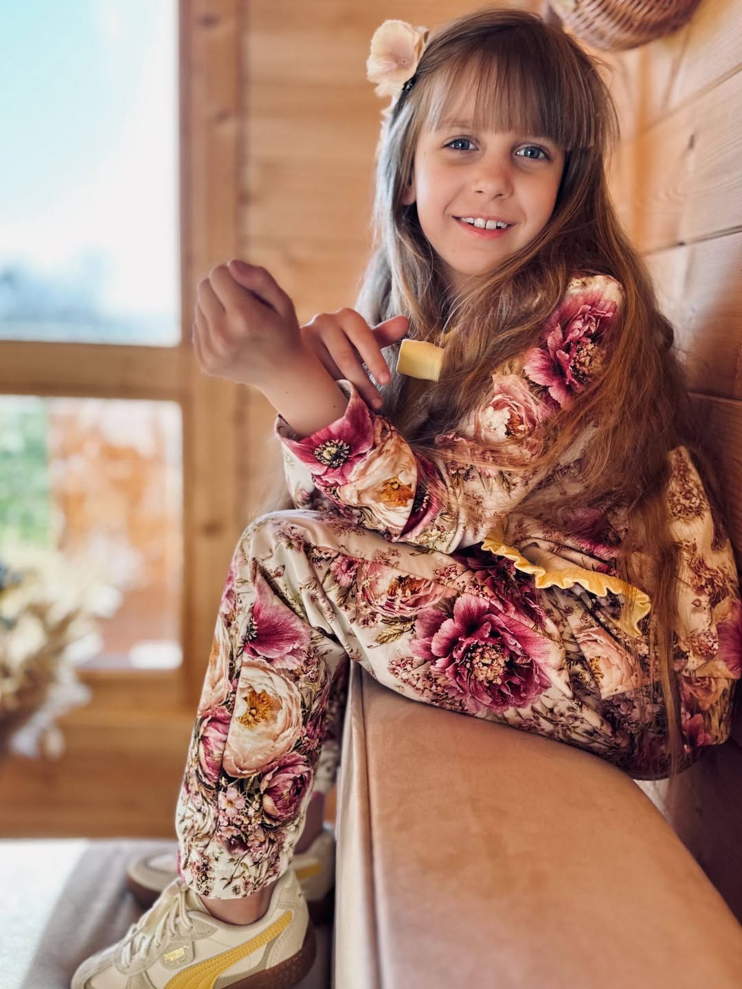 Komplet dziecięcy premium „Blossom Garden” – bluza z kapturem i spodnie