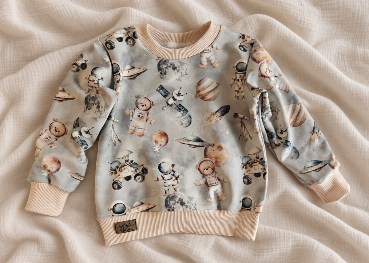 Bluza kosmiczna z misiami astronautami – Little Atelier Premium