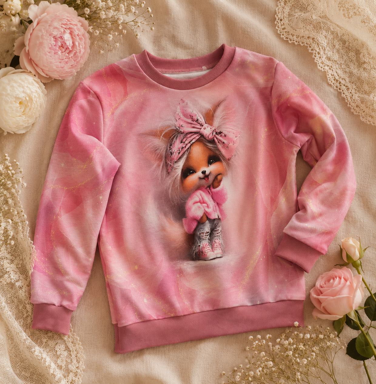 Bluza dziecięca „Lisiczka Pink” – odzież dziecięca premium