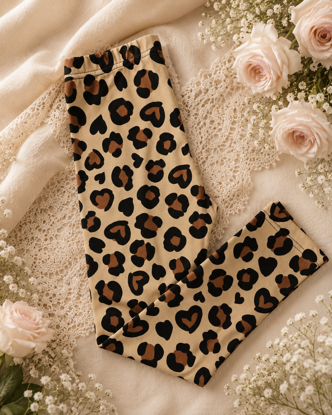 Legginsy Dziewczęce Leopard Hearts