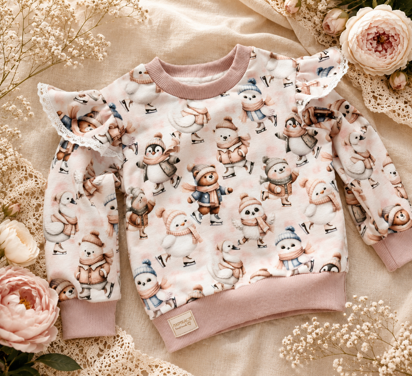 Bluza dziecięca „Zimowe Zwierzątka” – bluza premium dla dziewczynki | Little Atelier