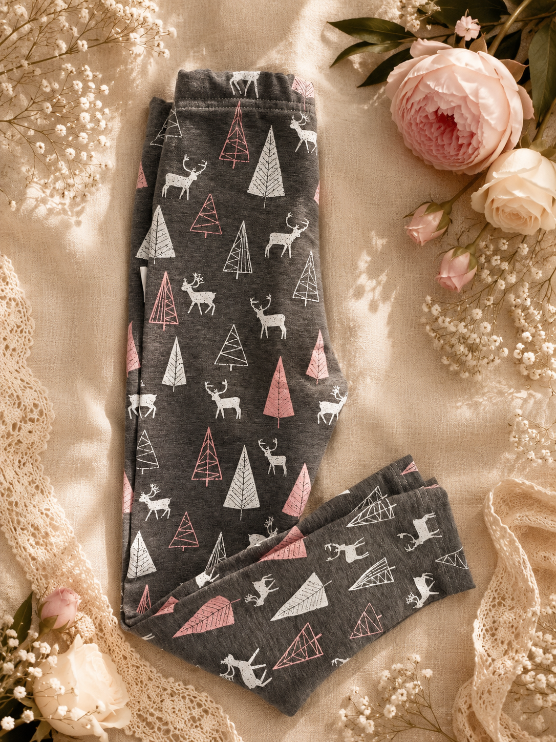 Legginsy dziecięce „Zimowy Las” – legginsy premium dla dziewczynki | Little Atelier