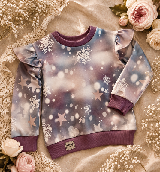 Bluza dziecięca „Zimowe Niebo” z falbankami – bluza premium dla dziewczynki | Little Atelier