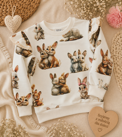 Bluza dziecięca Premium – Króliczki Beige Bunny 🐰