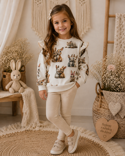 Bluza dziecięca Premium – Króliczki Beige Bunny 🐰