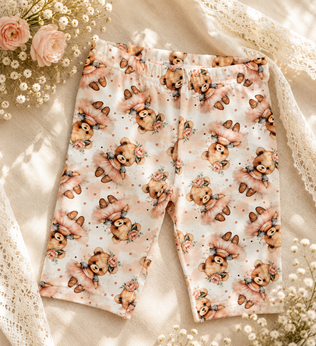 Komplet dziecięcy „Baletowe Misie” – bluzka i legginsy | Little Atelier