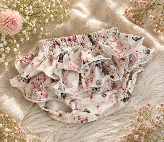 Bloomers niemowlęce „Blush Garden” z falbankami | Little Atelier