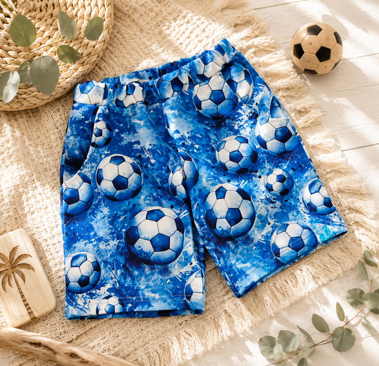 Szorty dziecięce „Football Blue” | Little Atelier