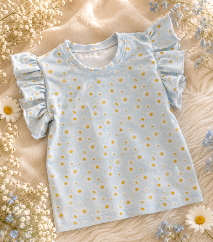 Bluzeczka dziewczęca „Blue Daisy” | Little Atelier