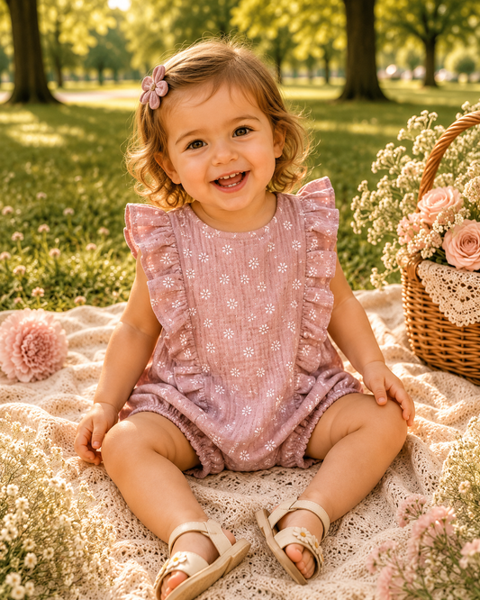 Rampers muślinowy „Dusty Daisy” | Little Atelier