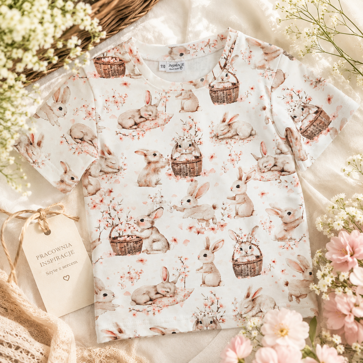 🌸 Koszulka dziecięca „Królicza Łąka” 🌸