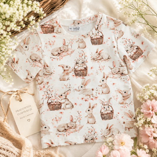 🌸 Koszulka dziecięca „Królicza Łąka” 🌸