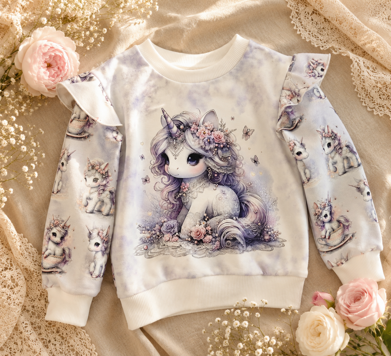 Bluza dziecięca z falbankami „Dream Unicorn” – odzież dziecięca premium