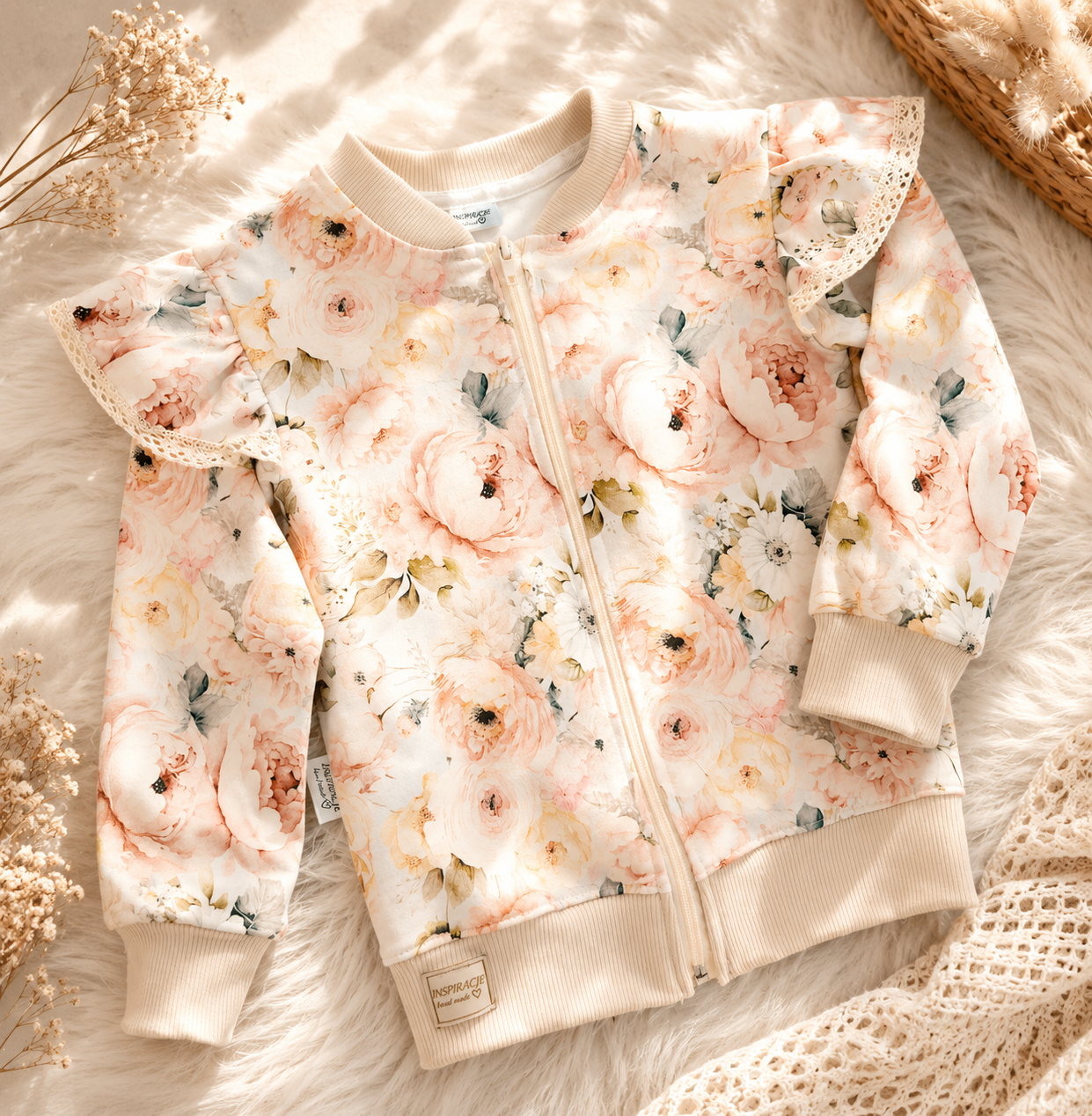 Bluza dziewczęca bomberka „Peony Blush”
