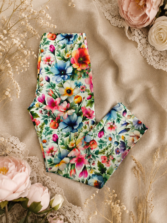 Legginsy dziecięce „Wiosenna Łąka” – odzież dziecięca premium ZZ