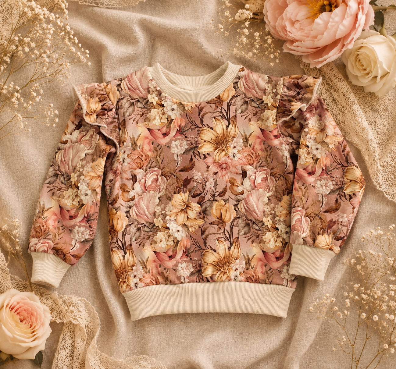 Bluza dziecięca z falbankami „Jesienny Ogród” – odzież dziecięca premium ZZ