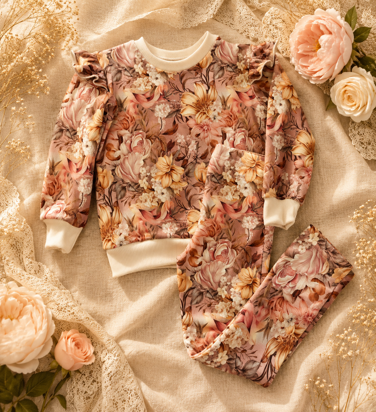 Bluza dziecięca z falbankami „Jesienny Ogród” – odzież dziecięca premium ZZ