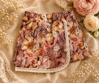 Spódniczko-spodenki dziecięce „Vintage Bloom” – odzież dziecięca premium ZZ