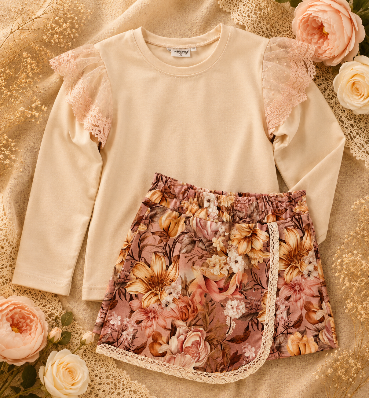Spódniczko-spodenki dziecięce „Vintage Bloom” – odzież dziecięca premium ZZ