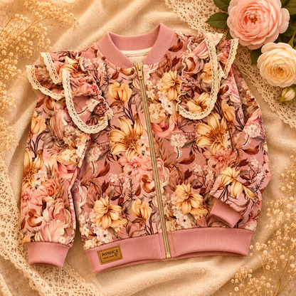 Bluza dziecięca na zamek z podwójną falbanką „Jesienny Ogród” – odzież dziecięca premium ZZ