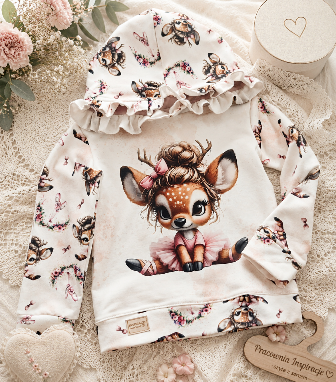 Bluza dziewczęca z kapturem „Little Ballerina Deer”