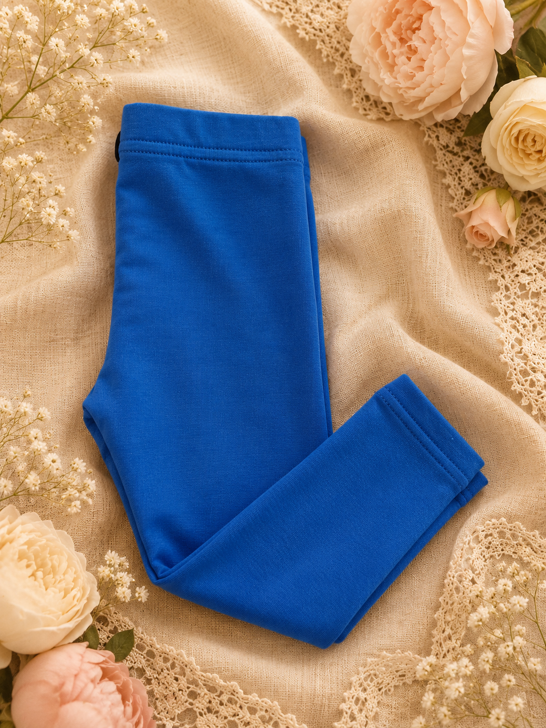 Ocieplane legginsy dziecięce chabrowe – Little Atelier Premium