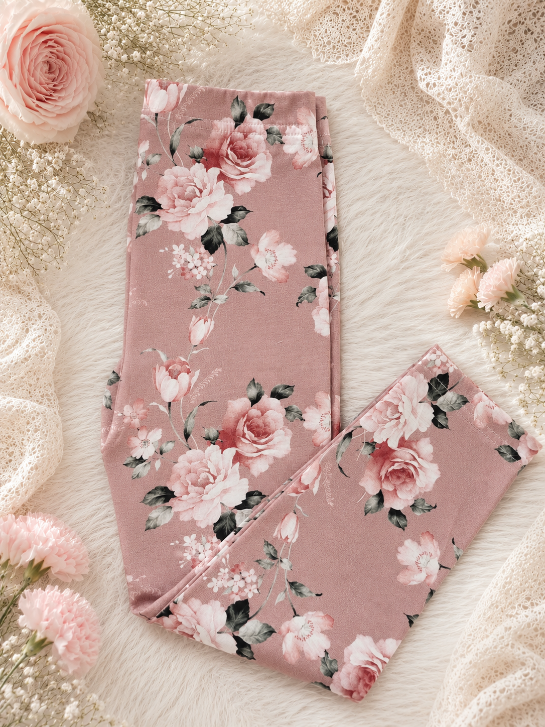 Komplet dziecięcy „Vintage Rose” – bluzeczka, legginsy i kolarki