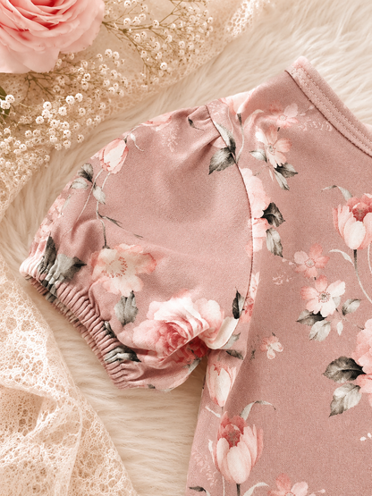 Komplet dziecięcy „Vintage Rose” – bluzeczka, legginsy i kolarki