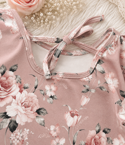 Komplet dziecięcy „Vintage Rose” – bluzeczka, legginsy i kolarki