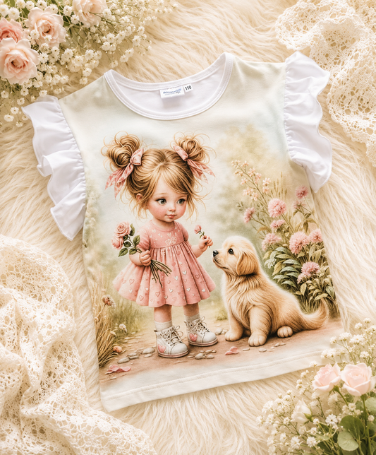 Bluzeczka dziewczęca „Little Rose & Puppy”