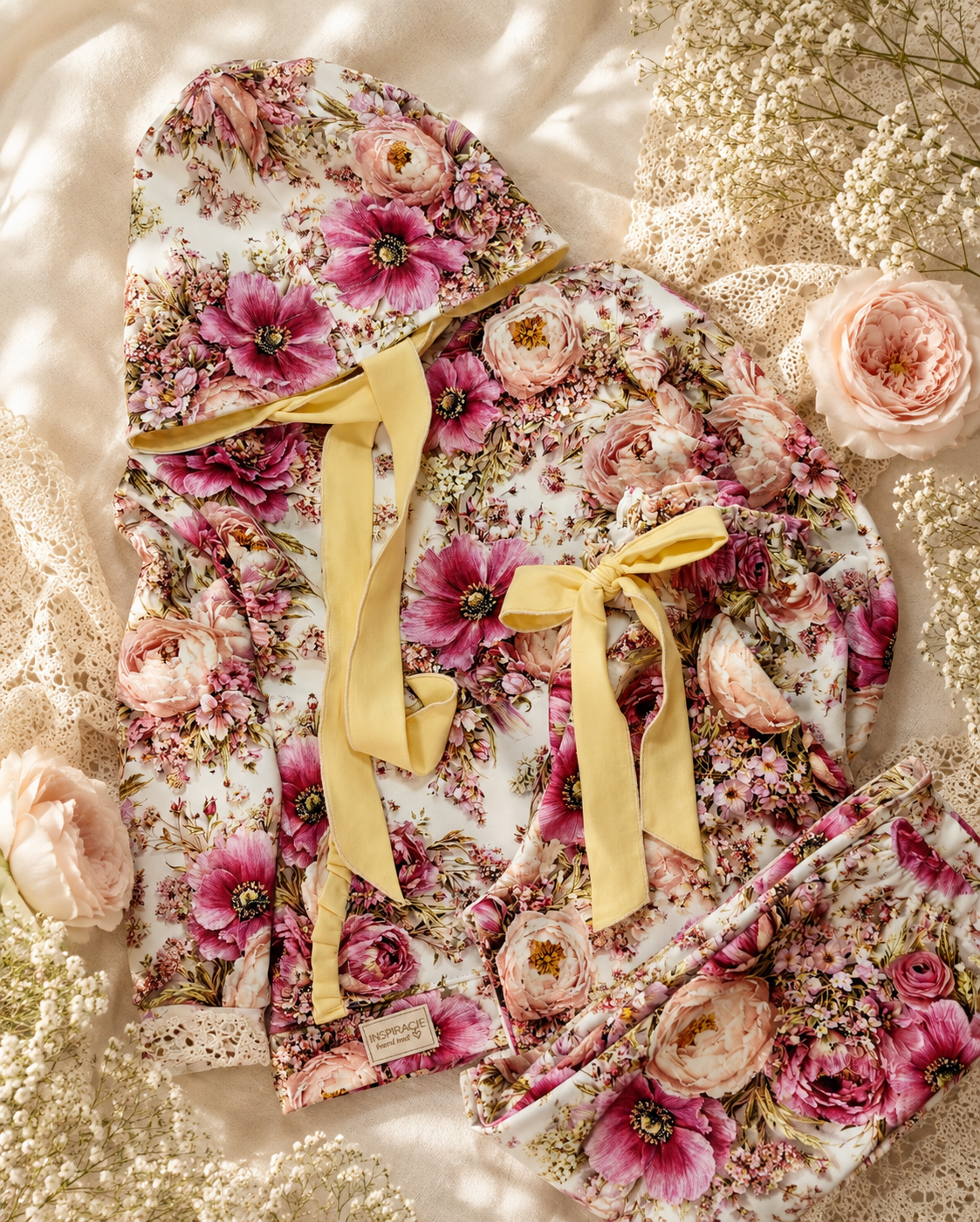Komplet dziecięcy premium „Blossom Garden” – bluza z kapturem i spodnie