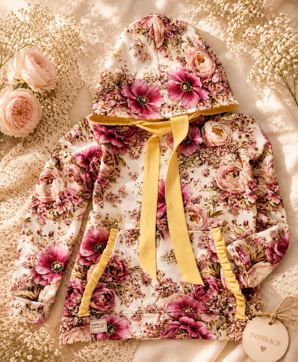 Komplet dziecięcy premium „Blossom Garden” – bluza z kapturem i spodnie