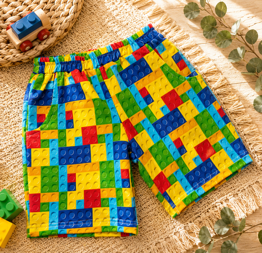 Spodenki dziecięce „Kolorowe Klocki” | Little Atelier