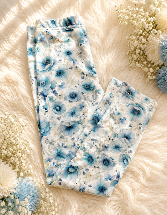 Legginsy dziewczęce „Błękitna Łąka” | Little Atelier