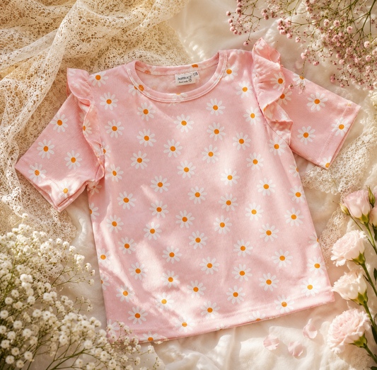 Bluzka dziecięca w stokrotki z falbankami – odzież dziecięca premium Little Atelier