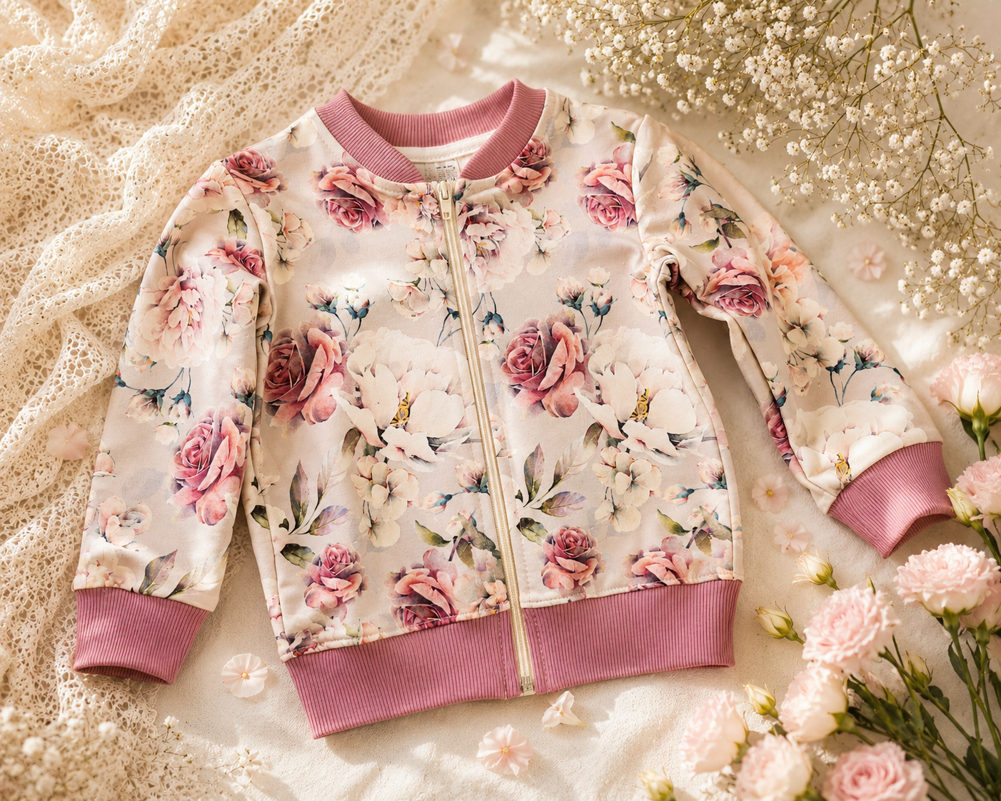 Bluza bomberka dziewczęca „Romantyczny Ogród” | Little Atelier