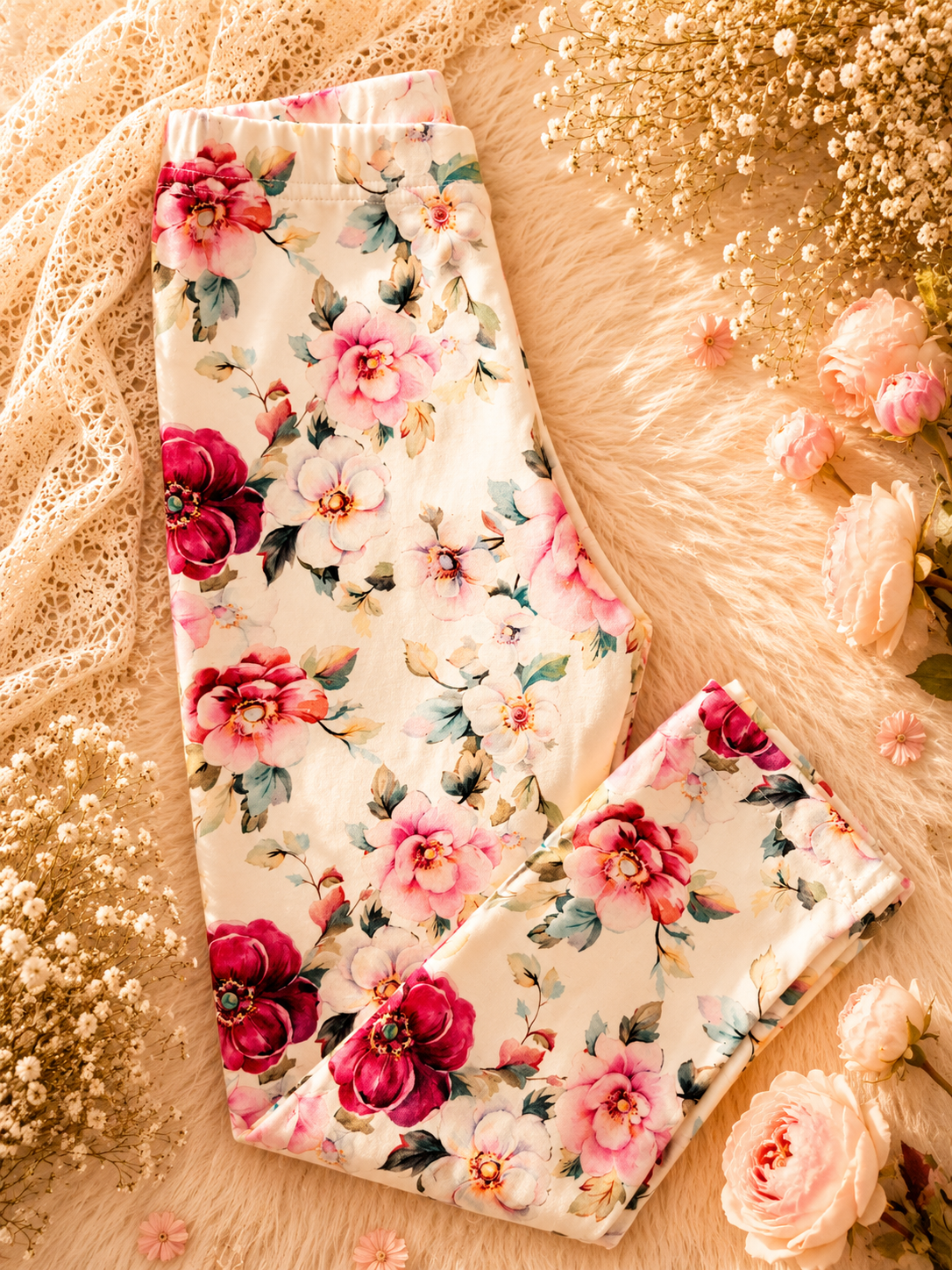Legginsy dziewczęce „Romantyczny Ogród” | Little Atelier
