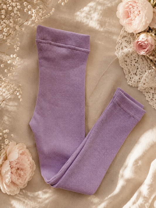Legginsy Prążkowane Premium – Lawendowe - bardzo szczupłe
