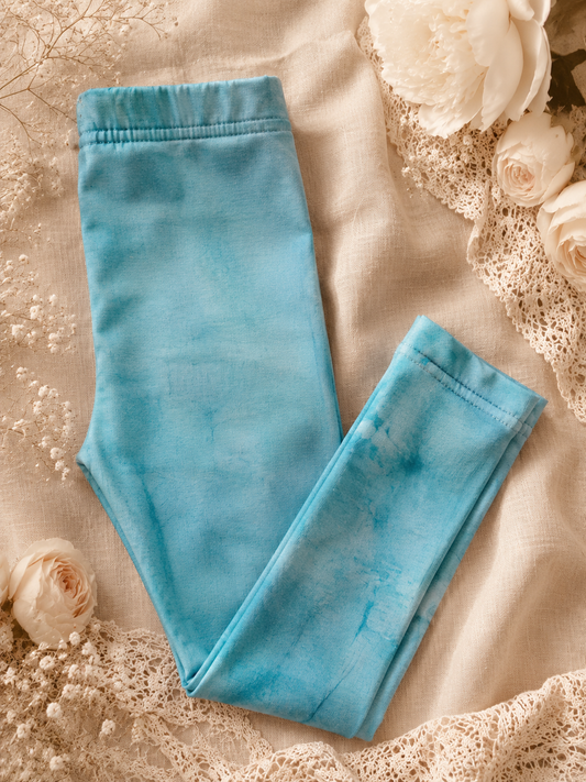 Legginsy dziecięce Premium – Błękit Tie Dye