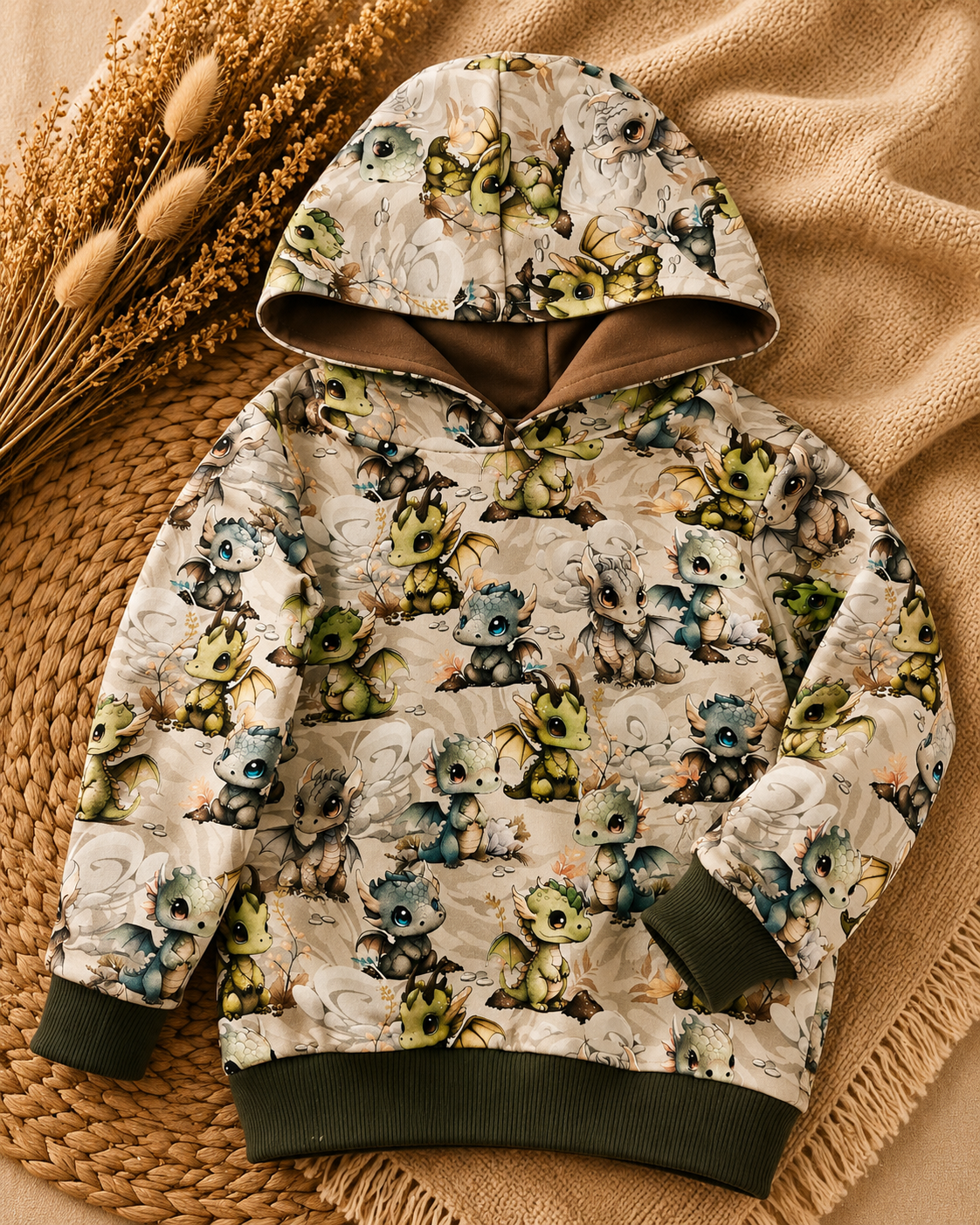 Bluza dziecięca z kapturem Smoczki – odzież dziecięca premium Little Atelier